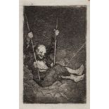 Goya y Lucientes (Francisco de) - Old Man on a Swing,  or Viejo columpiándose,   etching with