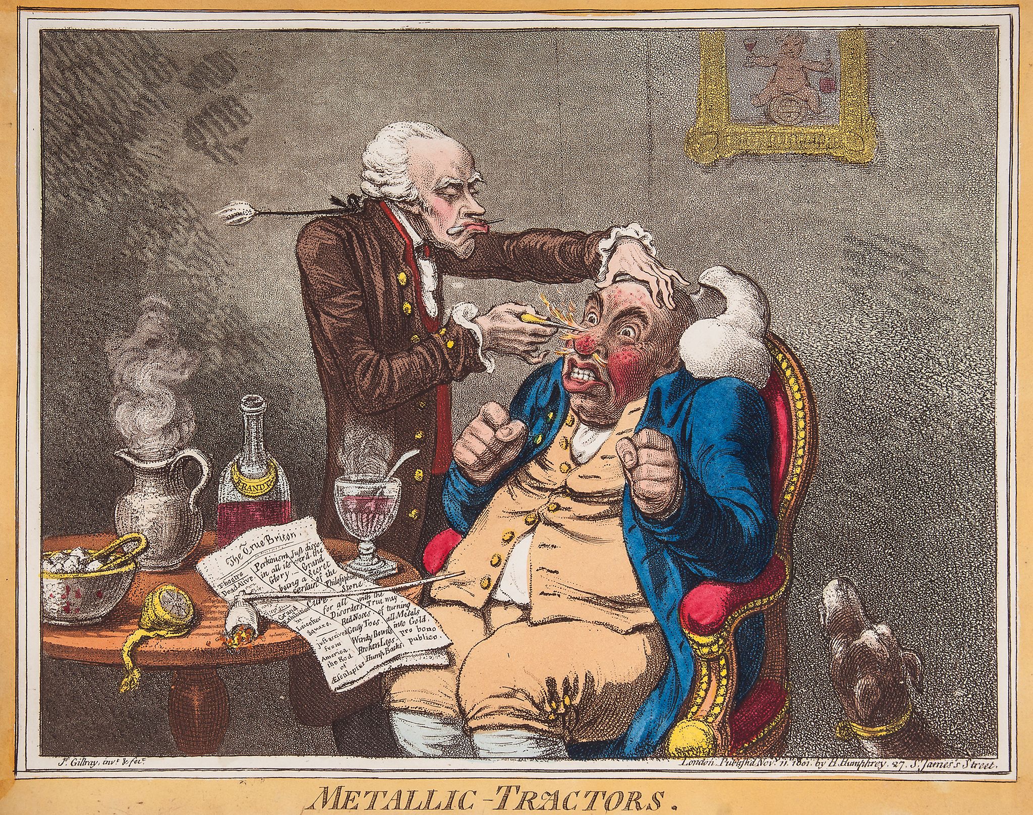 Gillray (James) - Metallic-Tractors,  social satire on patented quackery, in this case an