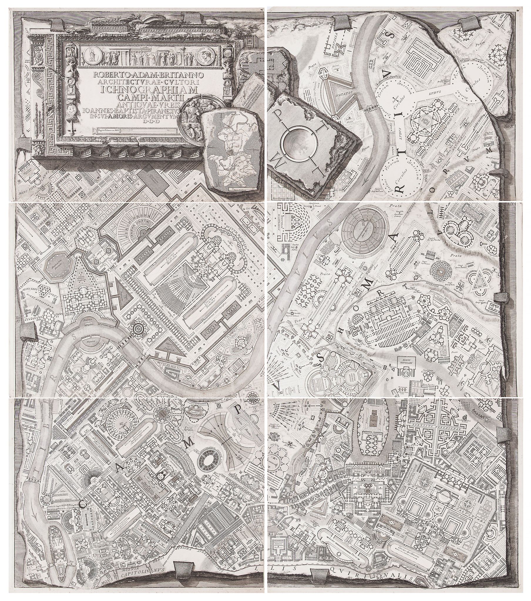 Italy.- Piranesi (Giovanni Battista) - Ichnographiam Campi Martii antiquae urbis,  the 6 plates,