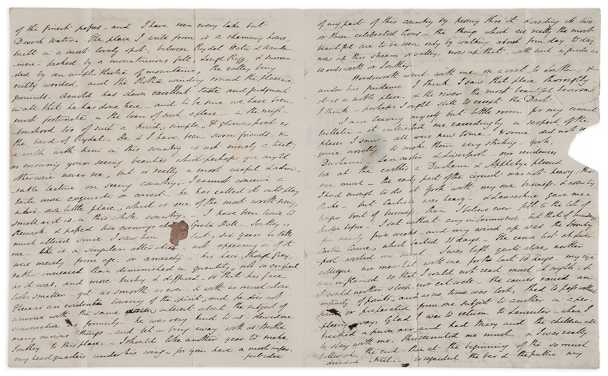 Wordsworth, Southey  &  Arnold.- - Coleridge Autograph Letter to John May, 4pp. with address