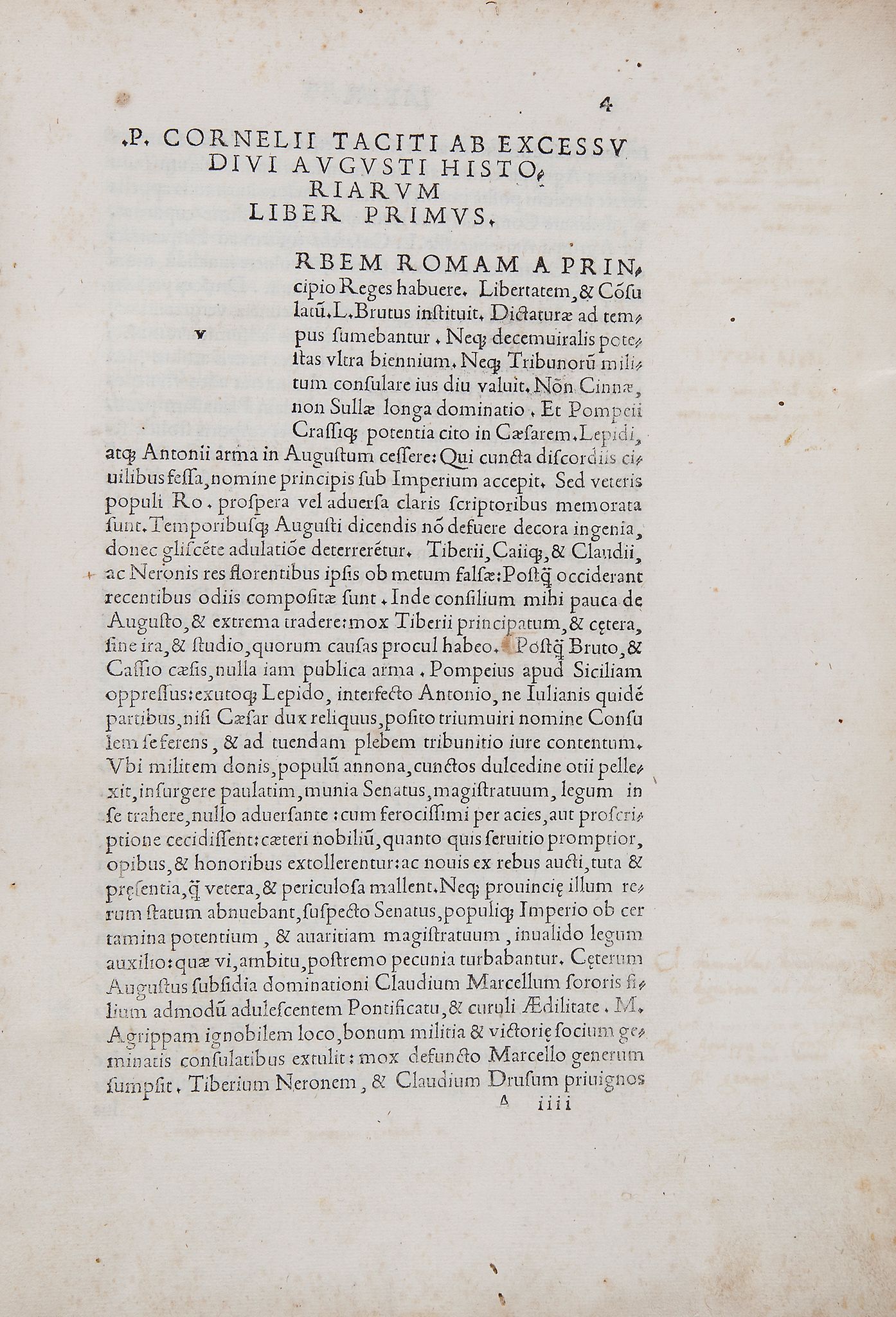 Tacitus (Publius Cornelius) - Libri quinque noviter inventi atque cum reliquis eius operibus editi.