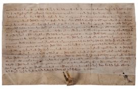 Medieval Devon.- - Charter of enfeoffment by Walter Wodecock [Woodcock] of Bere...   Charter of