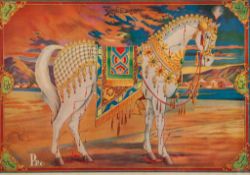 Ravi Varma Press.- - 'Dul Dul' [Zuljanah],  Islamic poster of Prophet Hussein's Horse/Mule ,