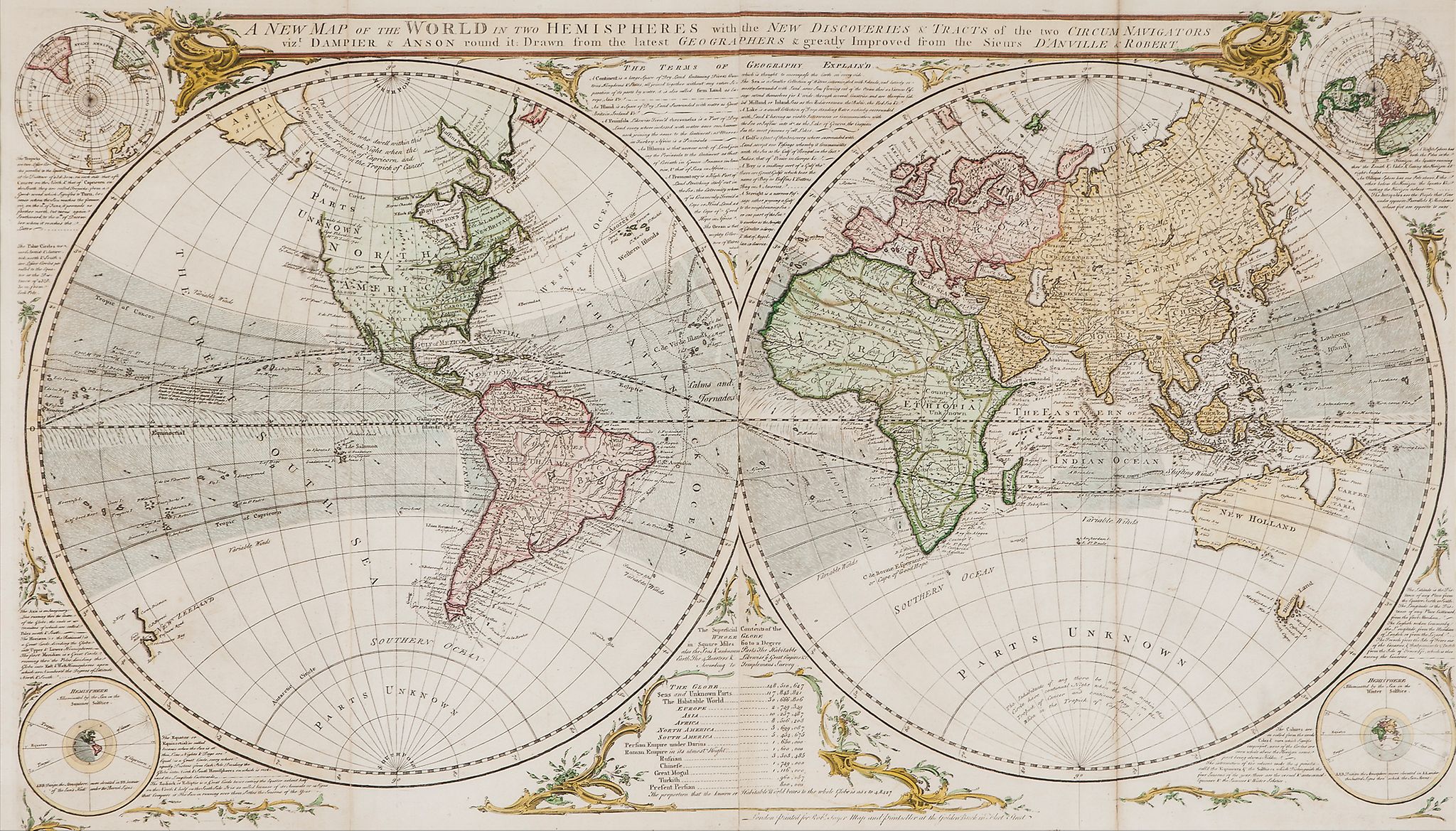 Sayer (Robert) - A New Map of the World in Two Hemispheres,  large world map charting the