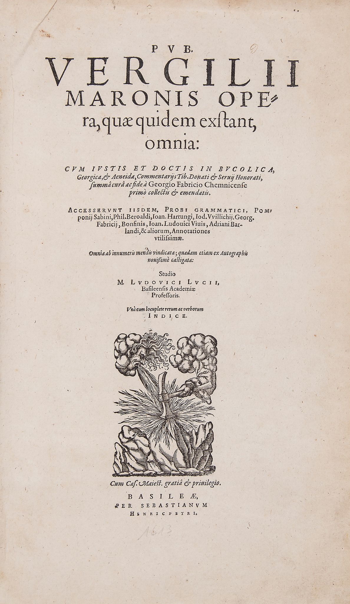 Vergilius Maro (Publius) - Opera...omnia,   edited by Ludovicus Lucius, device on title and at