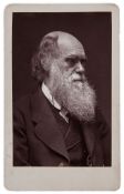 Darwin (Charles).- - Carte-de-visite portrait of Charles Darwin,   mounted woodburytype head  &