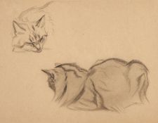 Oger (Ferdinand, 1872-1929) - Two studies of a cat   black chalk on laid paper, 170 x 225 mm.,