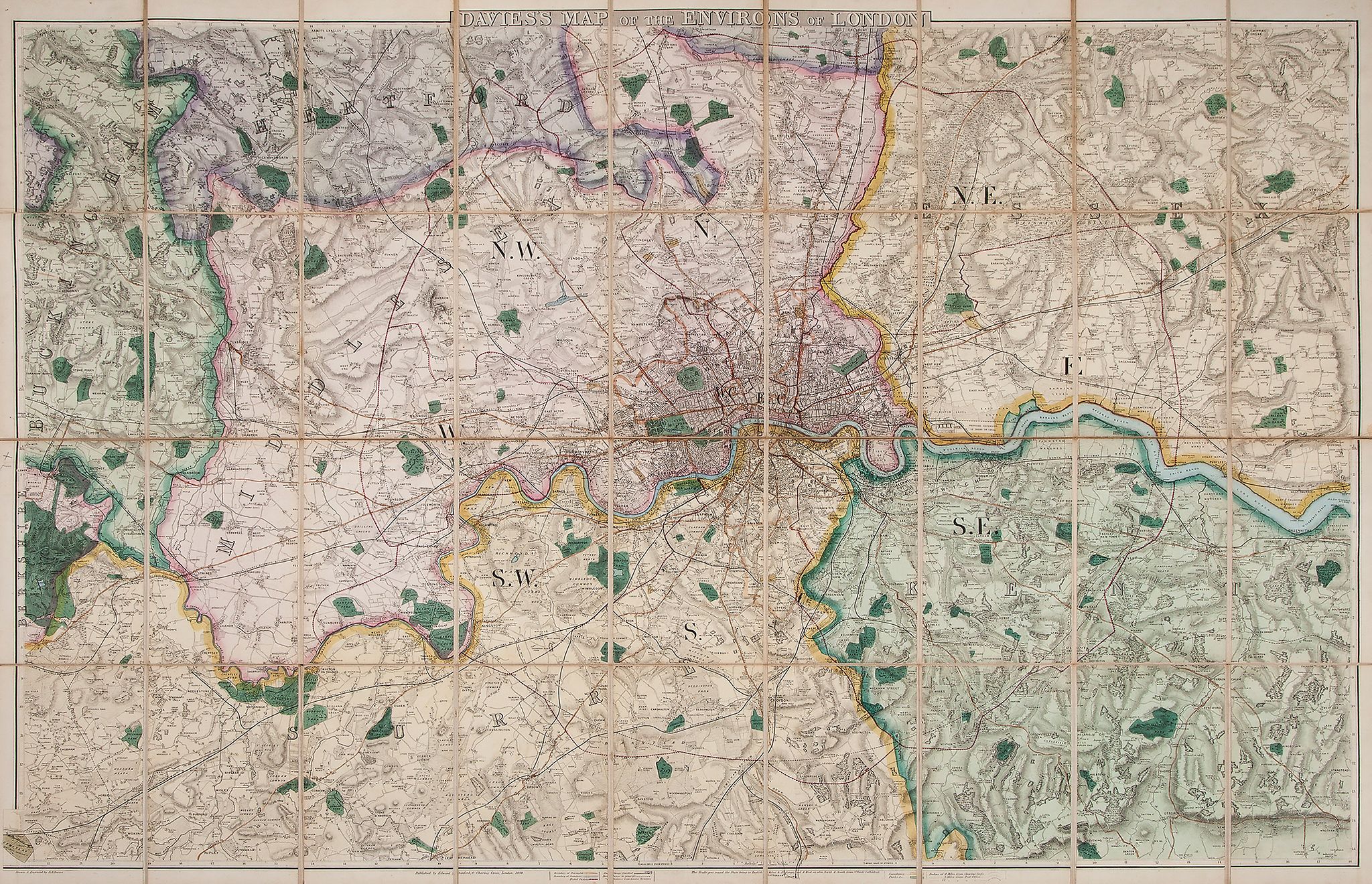 Davies (Benjamin Rees) - Davies's Map of the Environs of London,  from Potter's Bar to