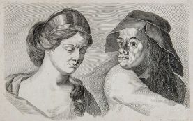 Johann Daniel Herz (1693-1754) - Bust portrait of a young lady and a man wearing a hat,