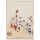 Chauvin (G.) - La Soubrette et le Perroquet,   watercolour over pencil, 400 x 283mm., laid on