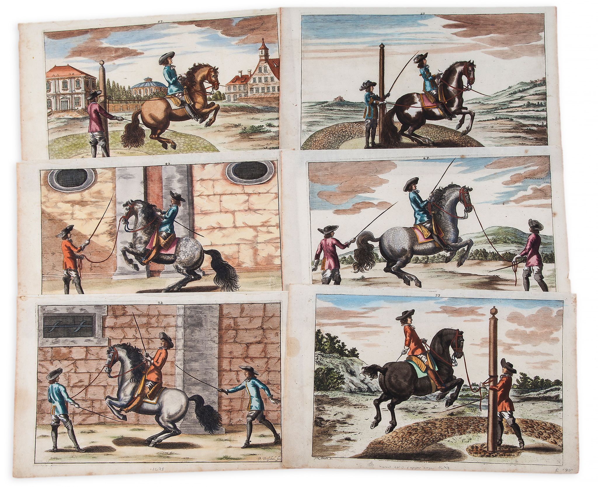 Troschel (Peter Paul) - A group of 15 horsemanship plates,  from Hippater Expertus, seu Medicini