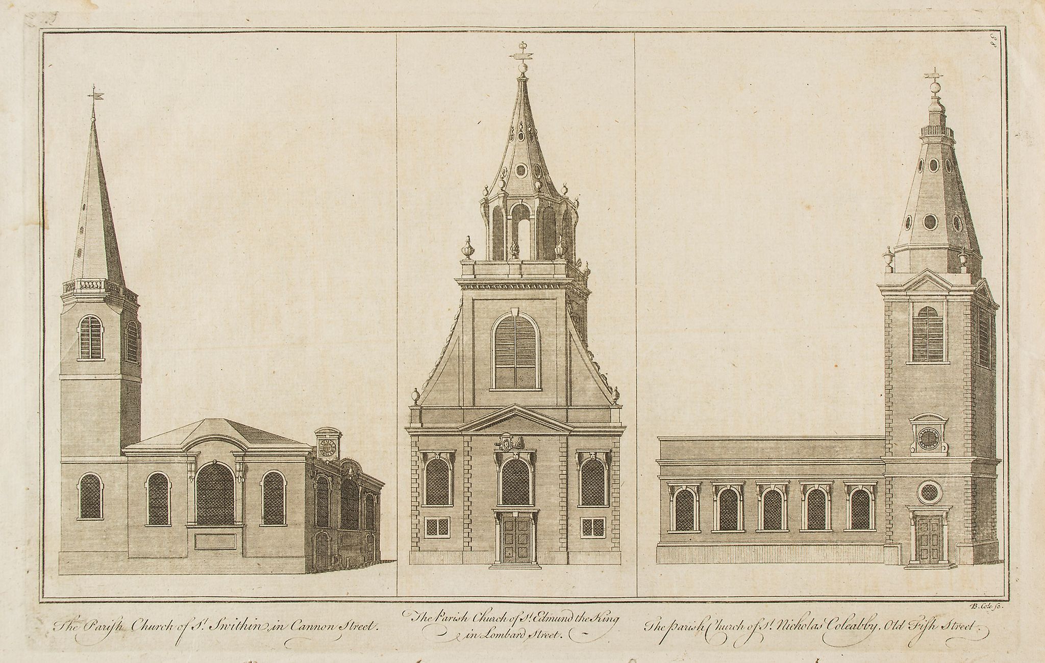 Cole (Benjamin) - 29 perspective views of London churches ,  by Wren, Hawksmoor, Dance, Jones and - Image 3 of 3