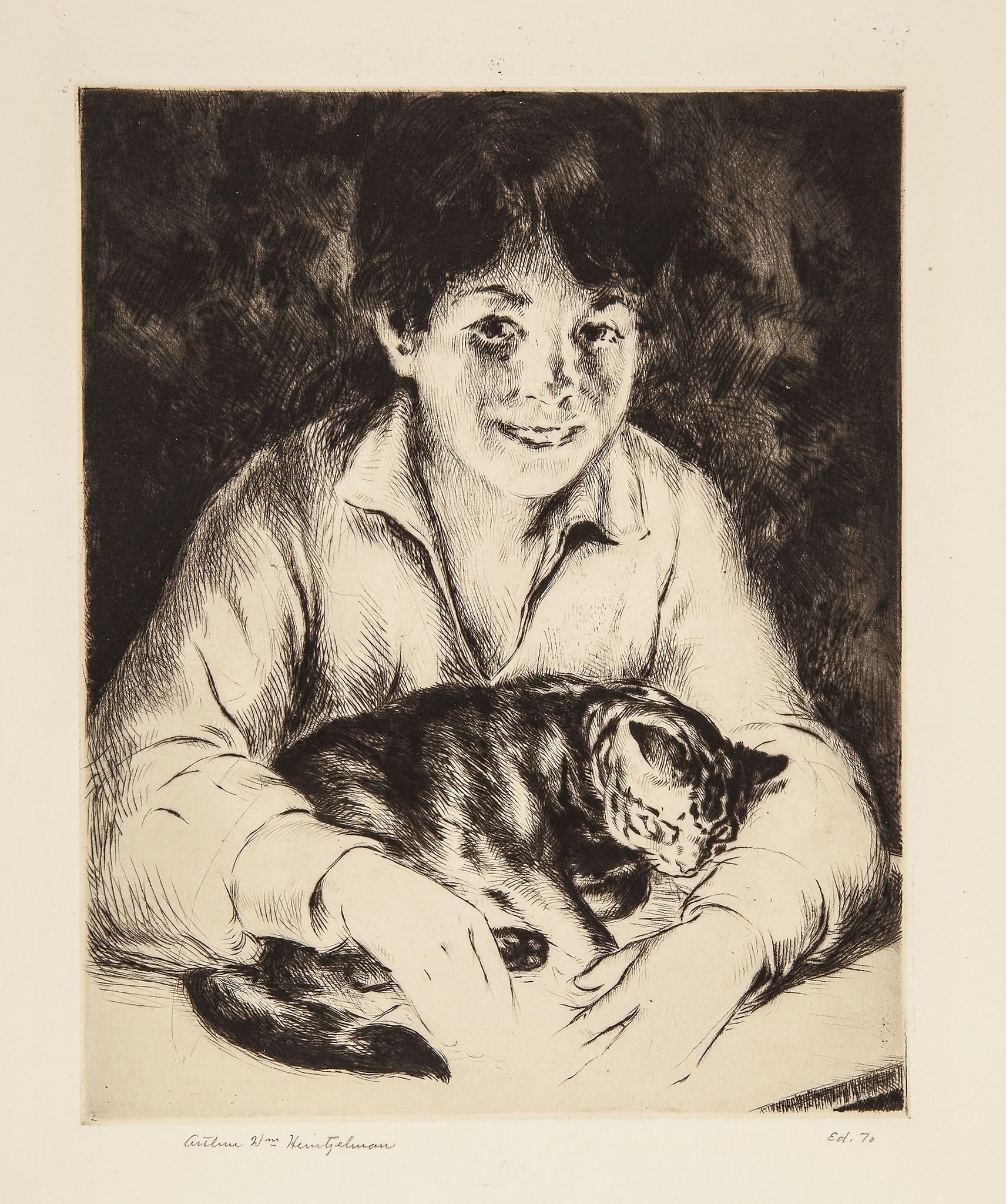 Pissarro (Orovida Camille, 1893-1968) - Siamese cat and kittens   drypoint, on cream laid paper, - Image 2 of 3