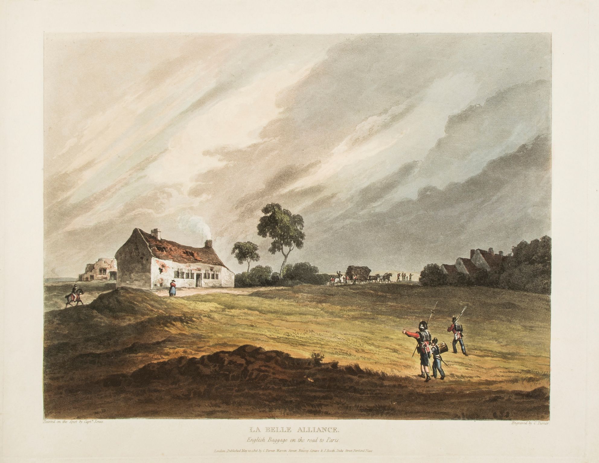 Waterloo.- Turner -  [Waterloo], one etched plate and 7 hand-coloured aquatints of the...   (