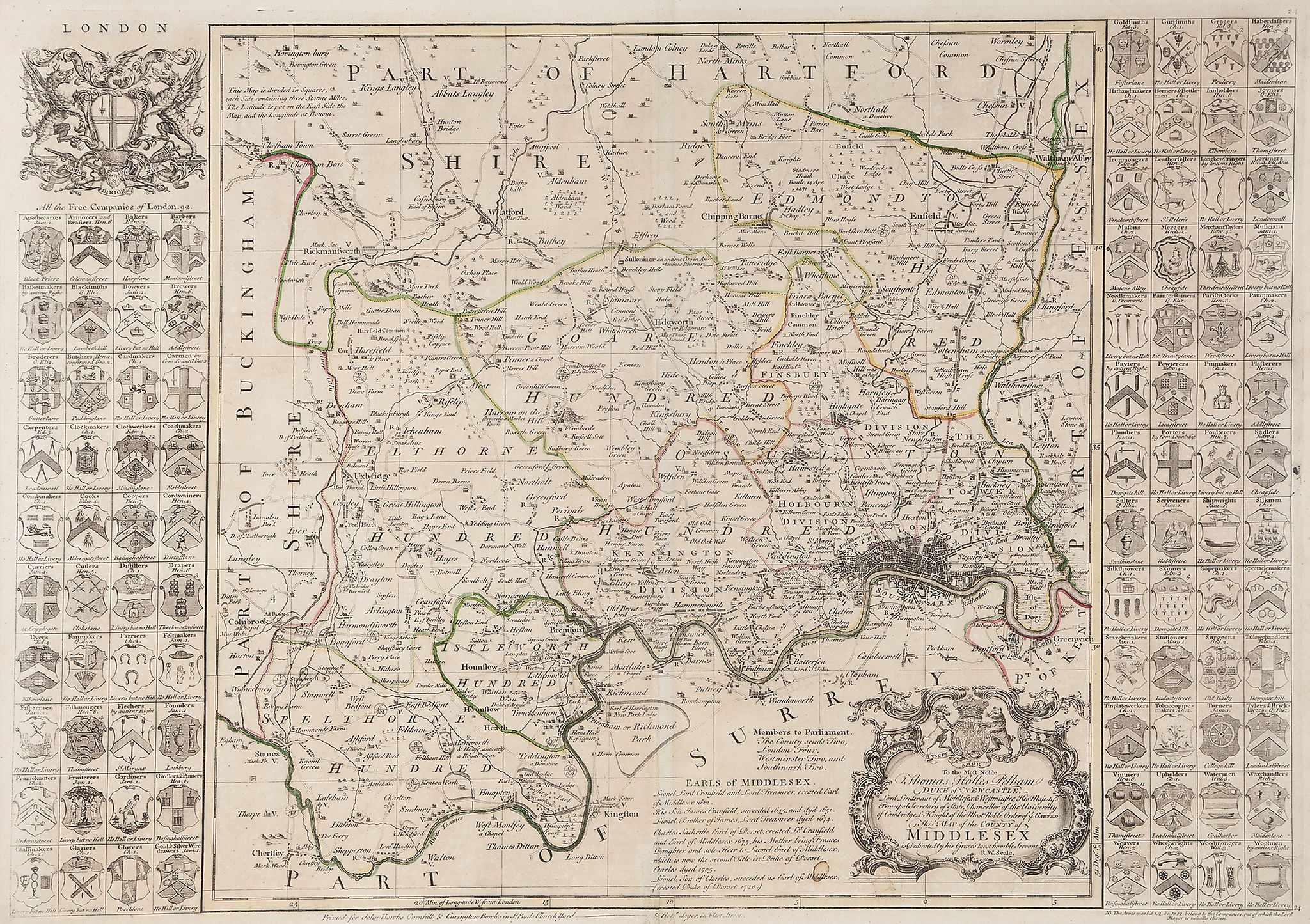 -. Seale (Richard William) - Map of the County of Middlesex,  from North Mimms to Thames Ditton, and