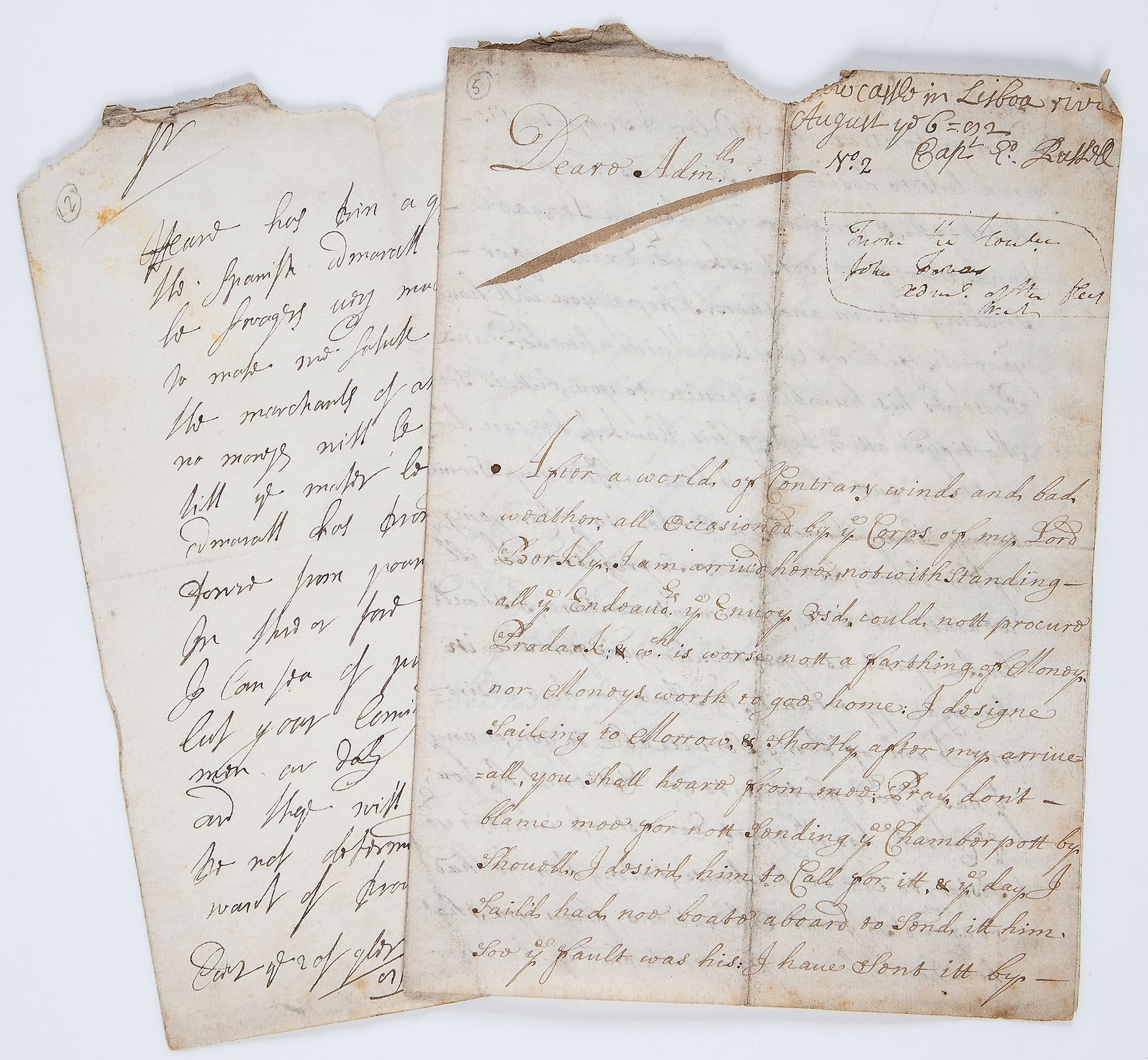 Russell -  1 Autograph Letter signed to "Deare Admll."    (Edward,  Earl of Orford, naval officer,