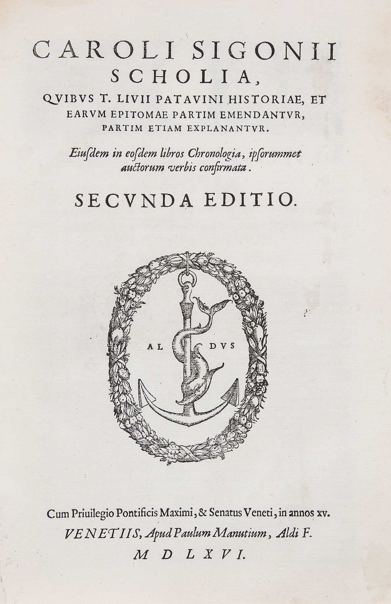 Sigonius (Carolus).- Livius (Titus) - Scholia,quibus T. Livii Patavini historiae...,   second