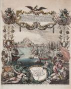 Spain.- Decker (Paul) - Gibraltar ist eine aus de Berg Calpe...,  depicting the Anglo-Dutch invasion