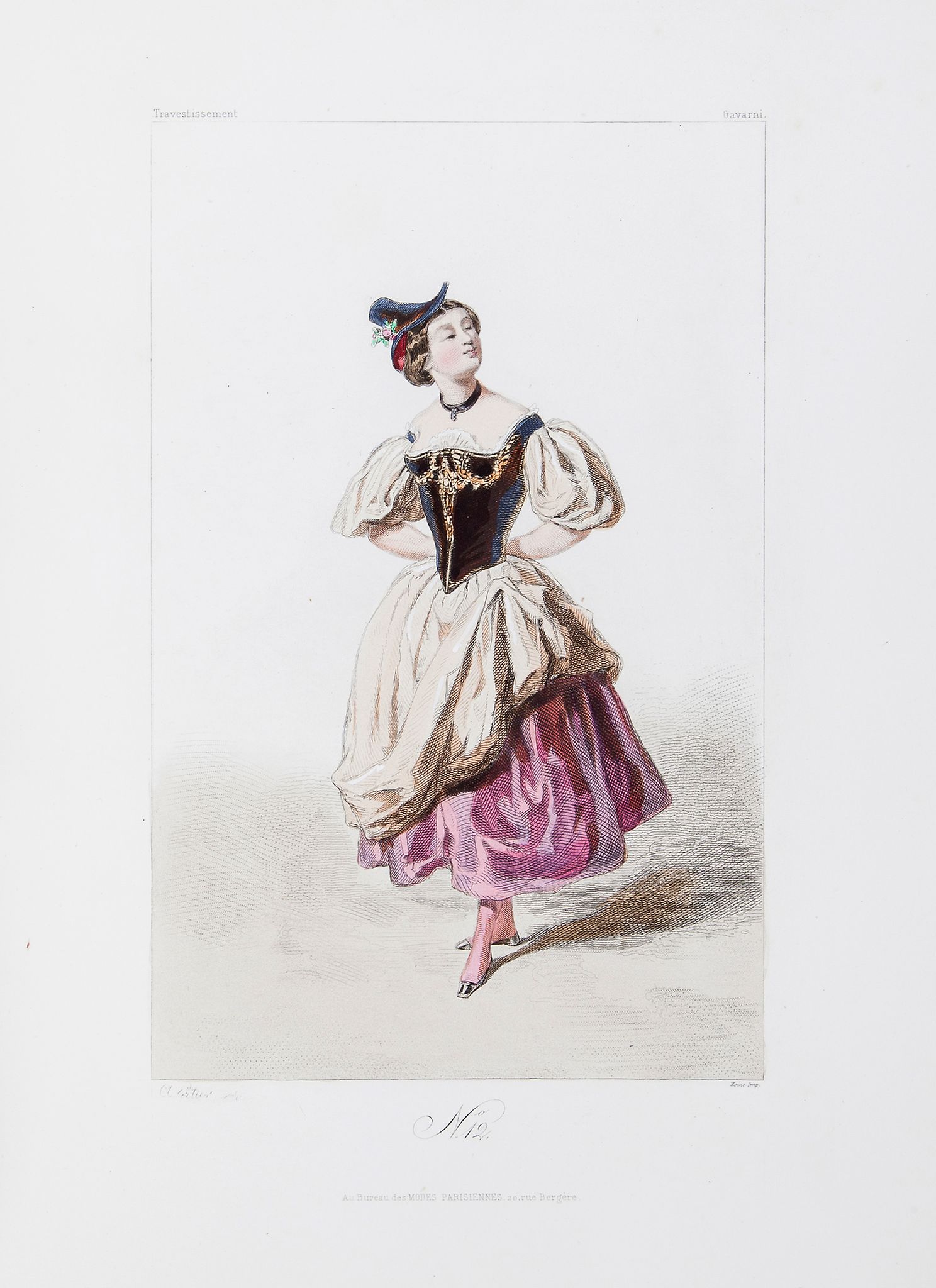 Gavarni (Paul) - Douze Nouveaux Travestissements,   12 hand-coloured engraved ladies' fashion plates - Image 3 of 3