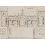 Street (George Edmund) Attributed to. - Original design for a Gothic reredos,  detailed design