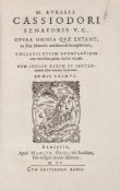 Cassiodorus (Marcus Aurelius) - Opera Omnia,  2 vol.,   device on titles, vol. II 5M1 lower corner