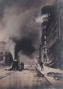 Willard E. Worden (1868–1946) - Street Afire, California, 7 April 1906  Gelatin silver print hinge