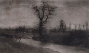 George Davison (1854-1930) - Landscape, ca. 1910  Photogravure on Japanese tissue paper, signed in