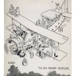 Robinson (William Heath) - The New Holiday Aeroplane,   original pen and ink drawing, signed lower