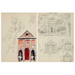 Beaton (Cecil) - Set design for a pavilion or gatehouse, with attendant figures,  2 related