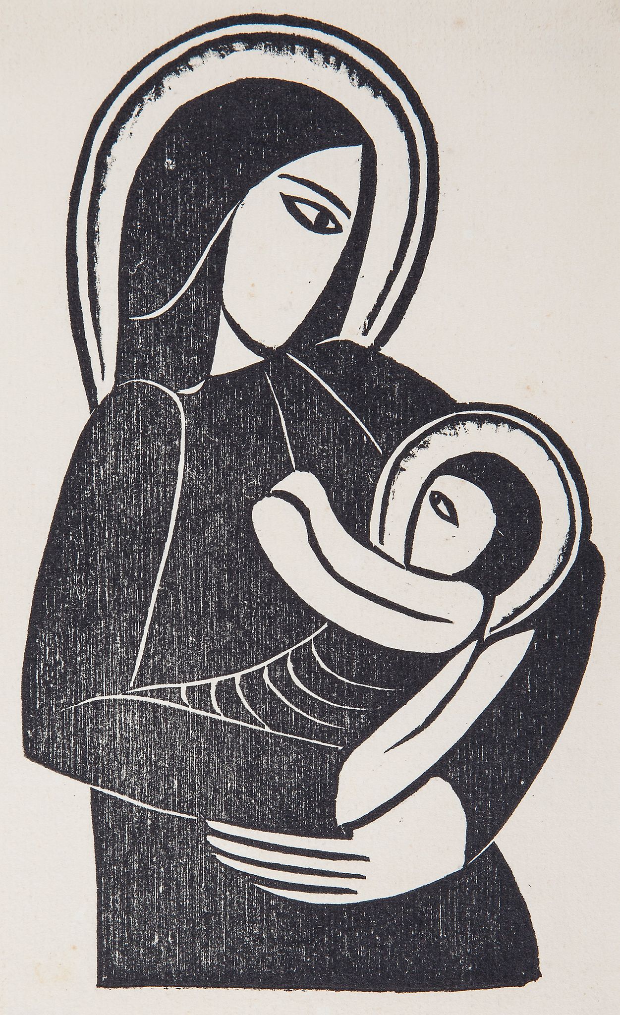 Gill (Eric) - Madonna and Child,   woodcut, c.165 x 100mm., on laid paper, trimmed close to image,