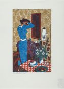 Buckland Wright (John) - The Blue Dress,   c.200 x 120mm., on Japanese Hosokawa paper,   number 13