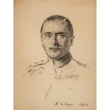 Eves (Reginald Grenville, R.A.) - Portrait of a military officer,   charcoal drawing, 50 x 430mm.,