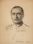 Eves (Reginald Grenville, R.A.) - Portrait of a military officer,   charcoal drawing, 50 x 430mm.,