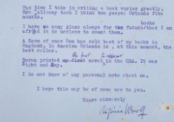 Woolf -  Typed Letter signed to G G. H. Grubb, London Agent of the...   (Virginia,  writer and