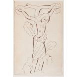Gill (Eric) - Crucifix,   engraving, c.120 x 80mm. (sheet c.235 x 150mm.), printed in sepia on