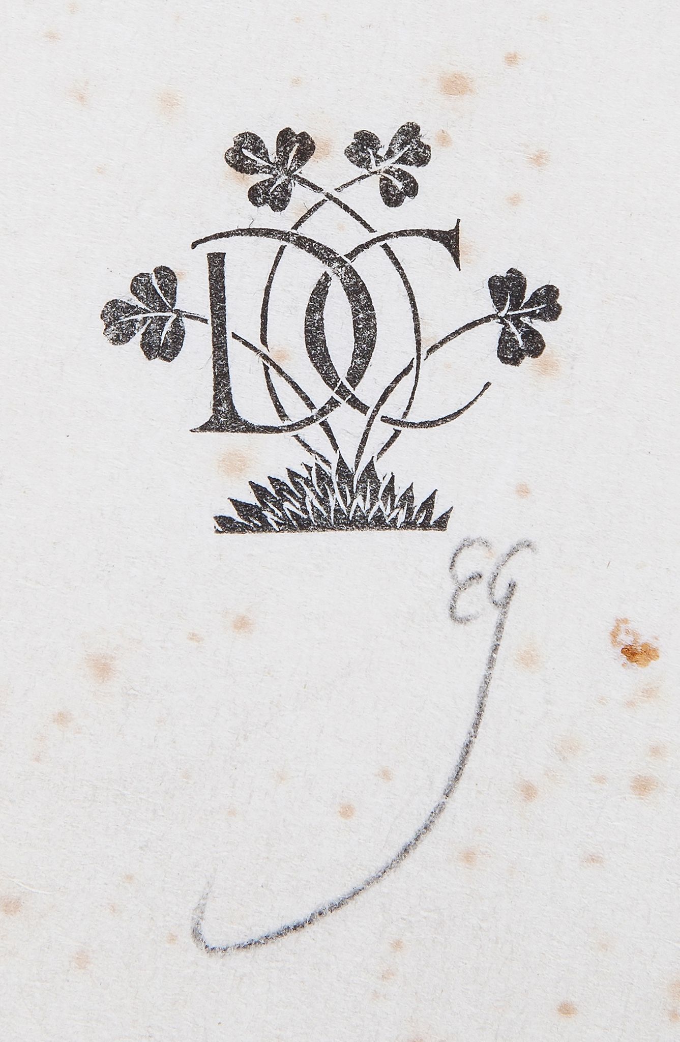 Gill (Eric) - Clover and the monogram DC,   wood-engravings (2 impressions on a single sheet), c.