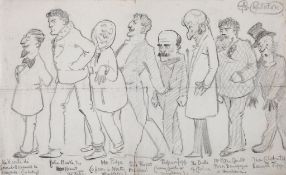 Chesterton (Gilbert Keith) - 3 caricature drawings of processions of eccentric characters,  each