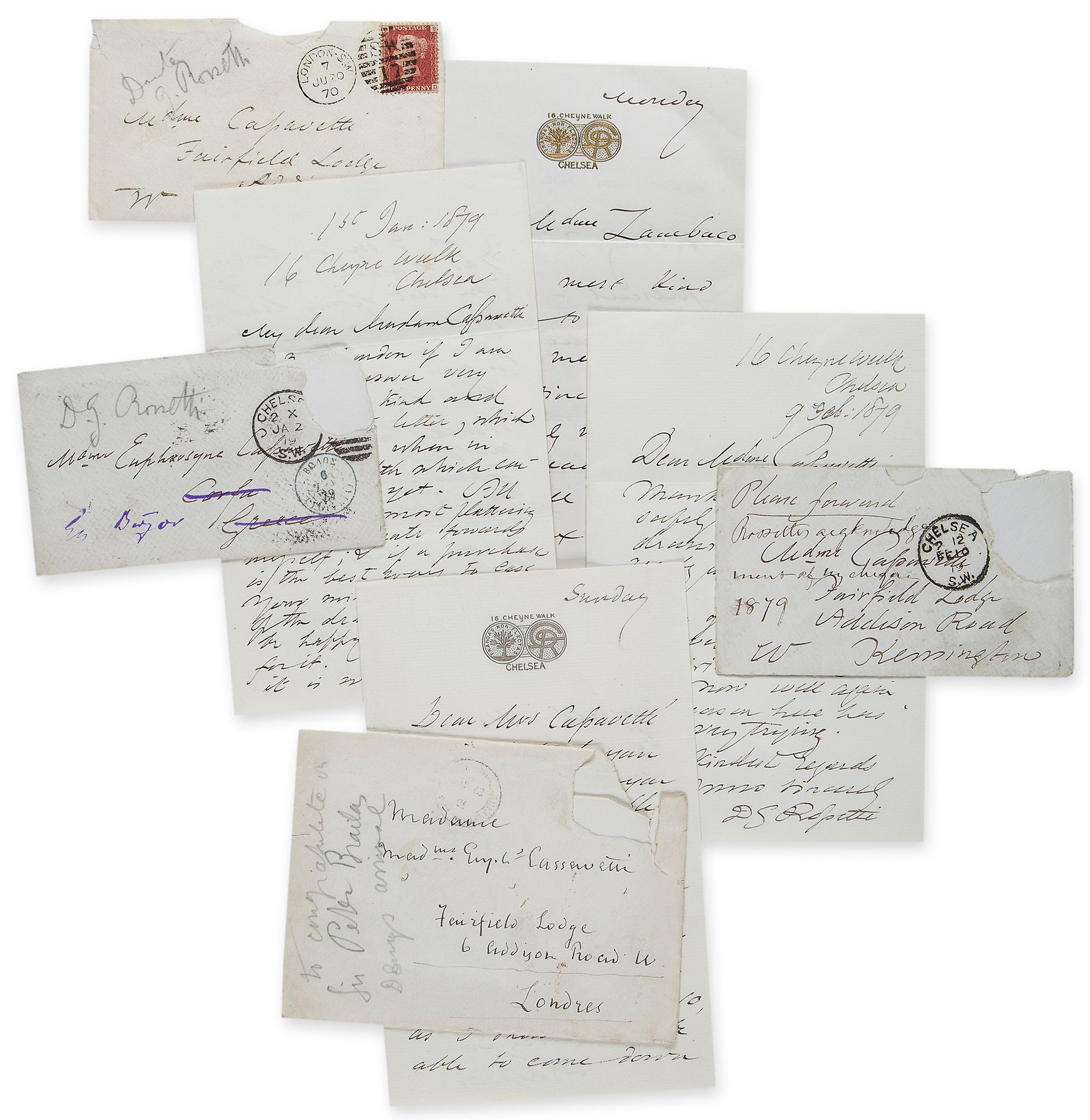 Rossetti -  3 Autograph Letters to Euphrosyne Cassavetti  &  1 Autograph Letter...   (Dante Gabriel,