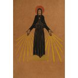 Gill (Eric) - Our Lady of Lourdes,   colour woodcut printed in four colours, black, yellow, green