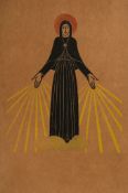 Gill (Eric) - Our Lady of Lourdes,   colour woodcut printed in four colours, black, yellow, green