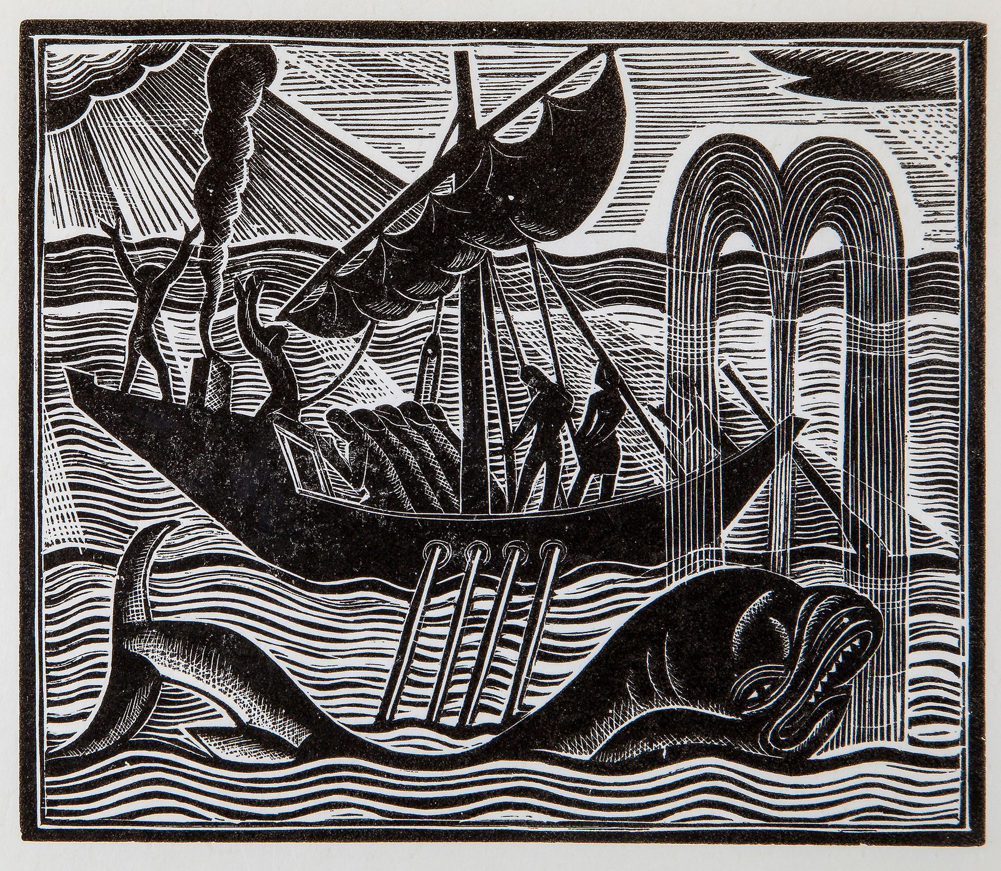 Jones (David) - The Whale,   wood-engraving, c.105 x 125mm. (sheet c.255 x 165mm.), printed on