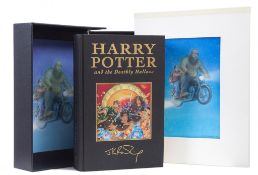Rowling (J.K.) - Harry Potter and the Deathly Hallows,   first deluxe edition  ,   card signed by