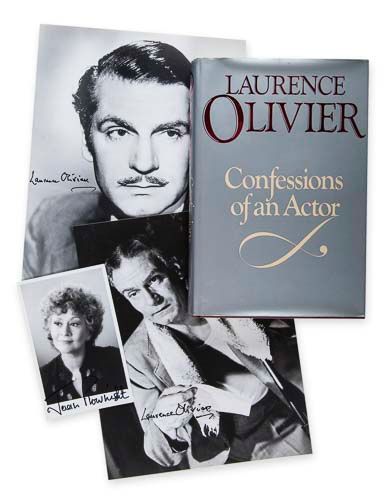 OLIVIER, LAURENCE - Small group of items signed by Laurence Olivier, comprising  Small group of