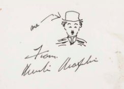 CHAPLIN, CHARLES - Self-portrait sketch of Chaplin as the 'Tramp  Self-portrait sketch of Chaplin as