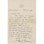 KIPLING, RUDYARD - Dictated letter signed , reading "The story of the Devil and the...  Dictated