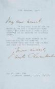 CHAMBERLAIN, NEVILLE - Typed letter signed to "my dear Samuel" , expressing his...  Typed letter