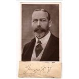 GEORGE V, KING - Ink signature clipped from a document and pasted onto lower margin...  Ink