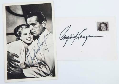 BERGMAN, INGRID - Black and white photograph of Ingrid Bergman and Humphrey Bogart...  Black and