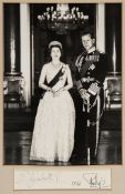 ELIZABETH II, QUEEN  &  PRINCE PHILIP - Black and white, full length official photograph by