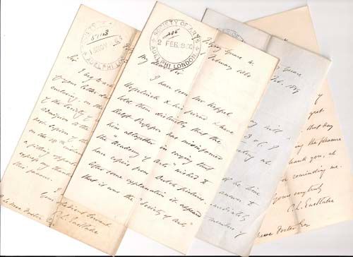 EASTLAKE, CHARLES LOCK - Five letters signed to the Secretary of the Society of Arts Peter...